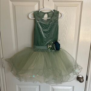 Weissman Green Tutu Dress with Floral Accent
